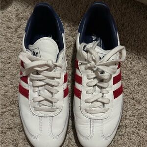 Adidas Men's White and Red Sambas